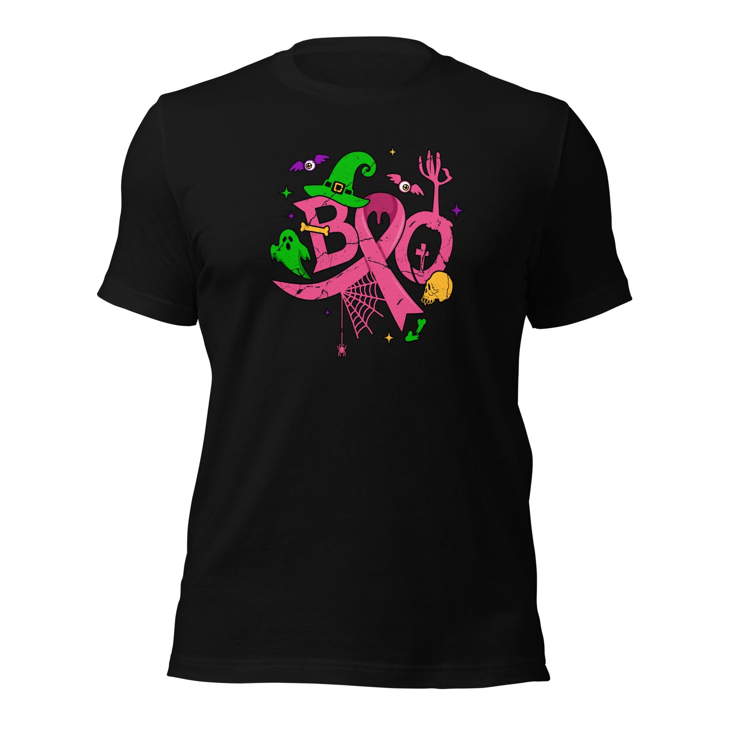 Halloween Breast Cancer Awareness Pink Ribbon Boo Unisex Dark Shirt