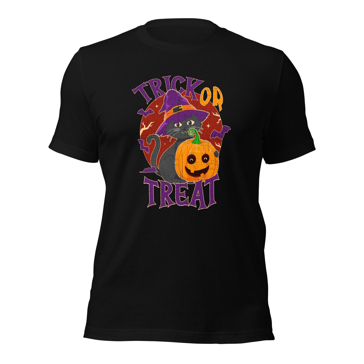 Halloween Witch Black Cat Trick Or Treat Unisex Dark Shirt