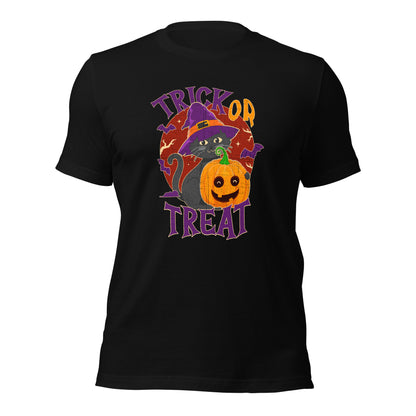 Halloween Witch Black Cat Trick Or Treat Unisex Dark Shirt