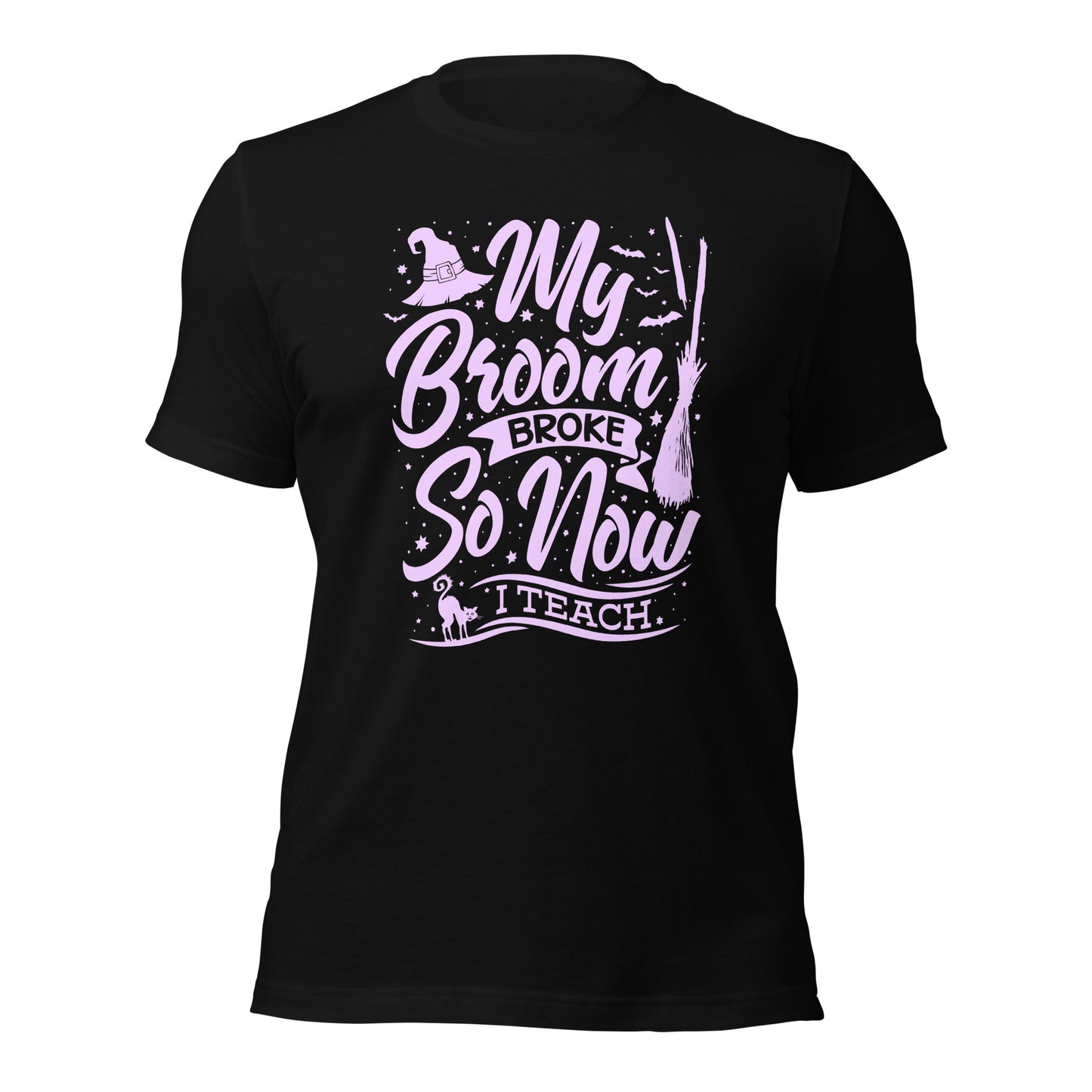 Halloween Teacher Shirt My Broom Broke So Now I Teach  Unisex Dark Shirt