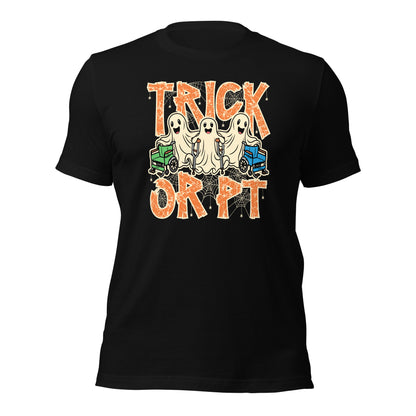 Trick or P.T Physical Therapist Funny Halloween Unisex Dark Shirt