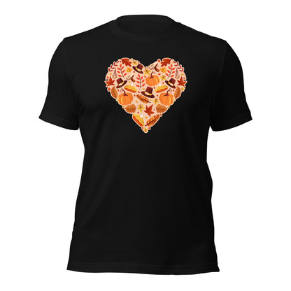 Grateful Mom Dad Autumn Heart Thanksgiving Unisex Dark Shirt