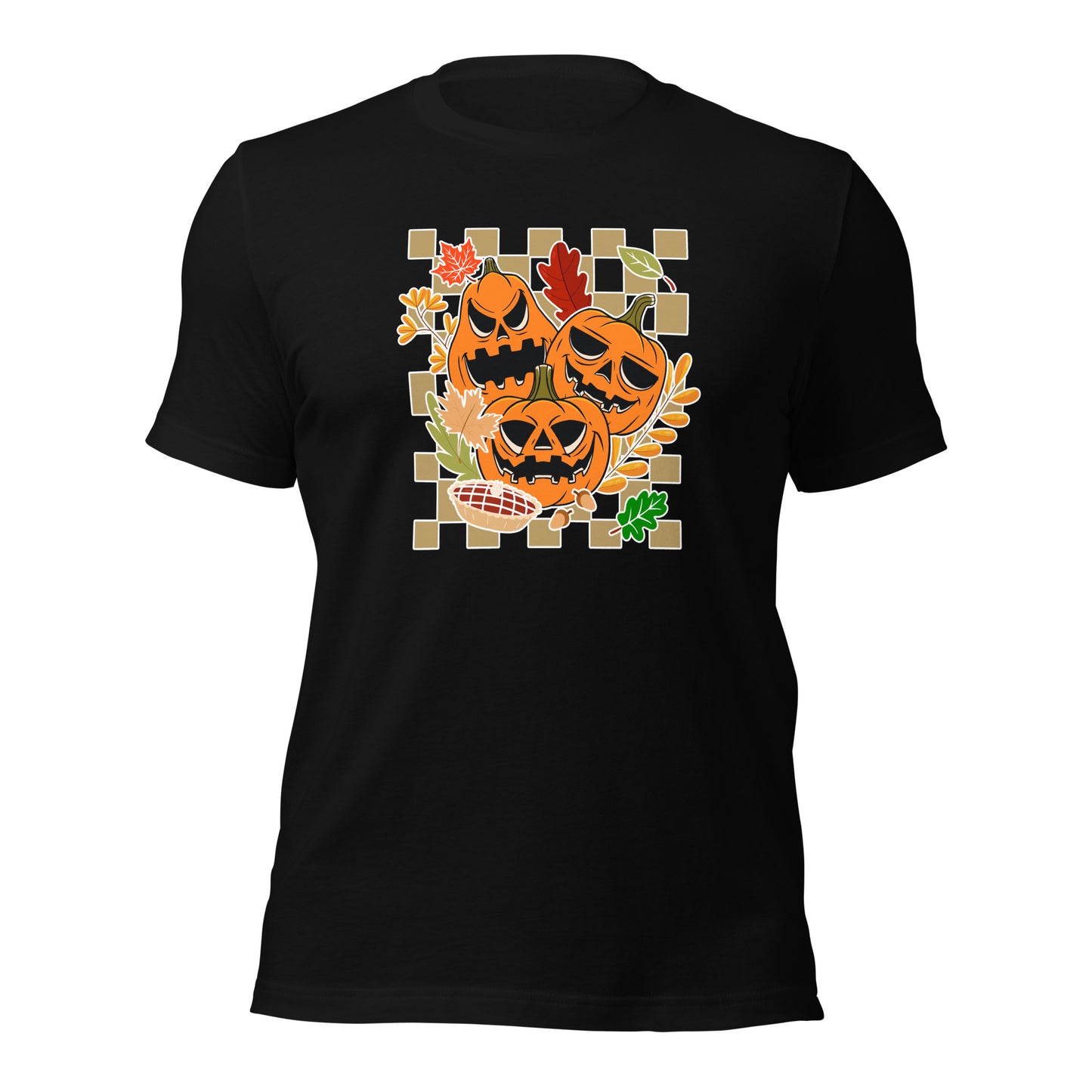 Pumpkin Face Autumn Fall Leaves Thanksgiving Unisex Dark Shirt