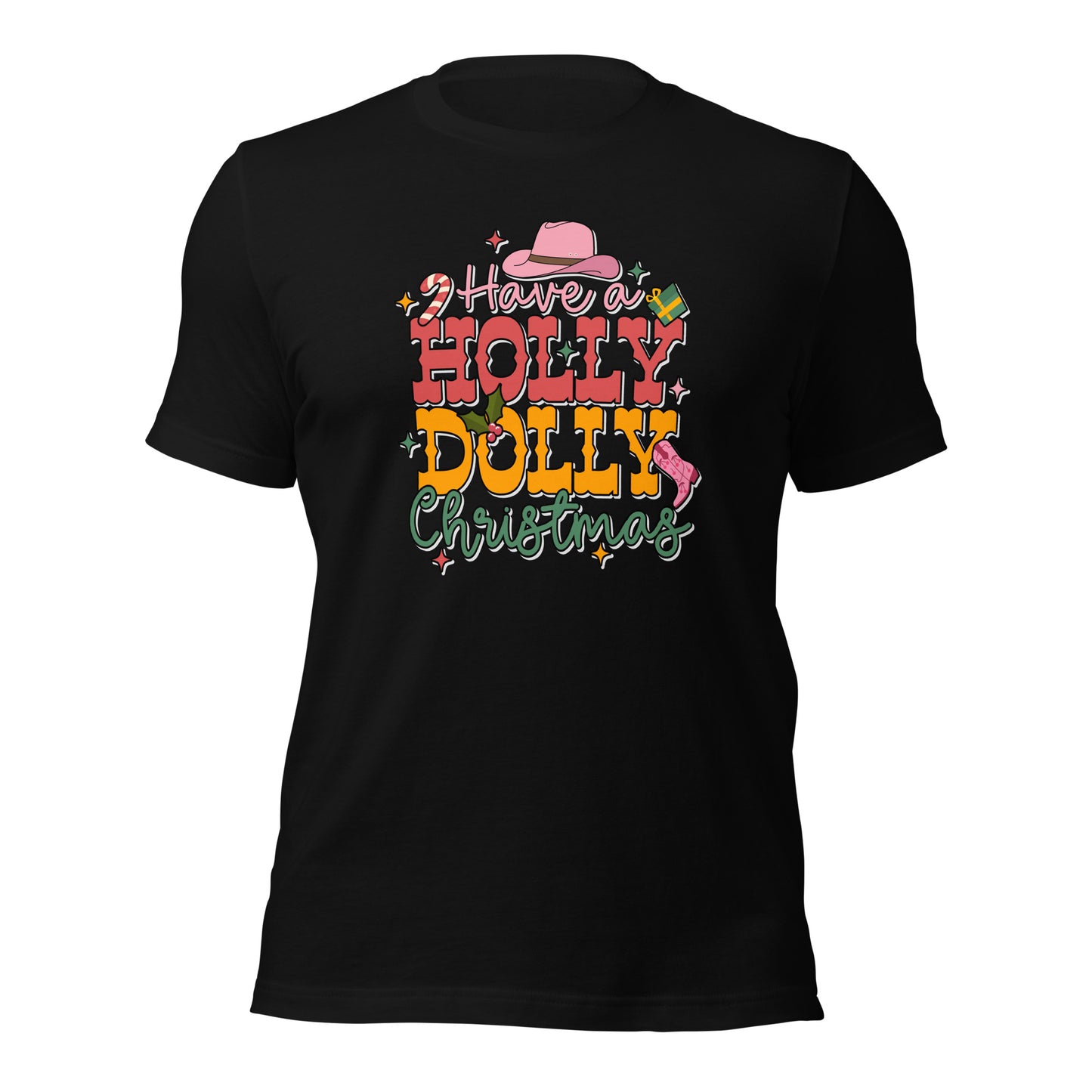 Have A Holly Dolly Christmas Western Christmas Unisex Dark Shirt