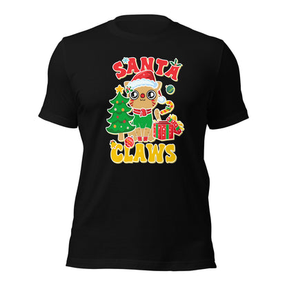 Santa Claws Santa Hat Cat Christmas Unisex Dark tee