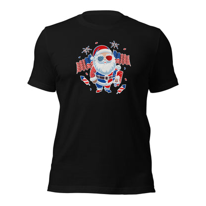 Patriotic Santa Claus USA Military Veteran Xmas Unisex Dark Shirt