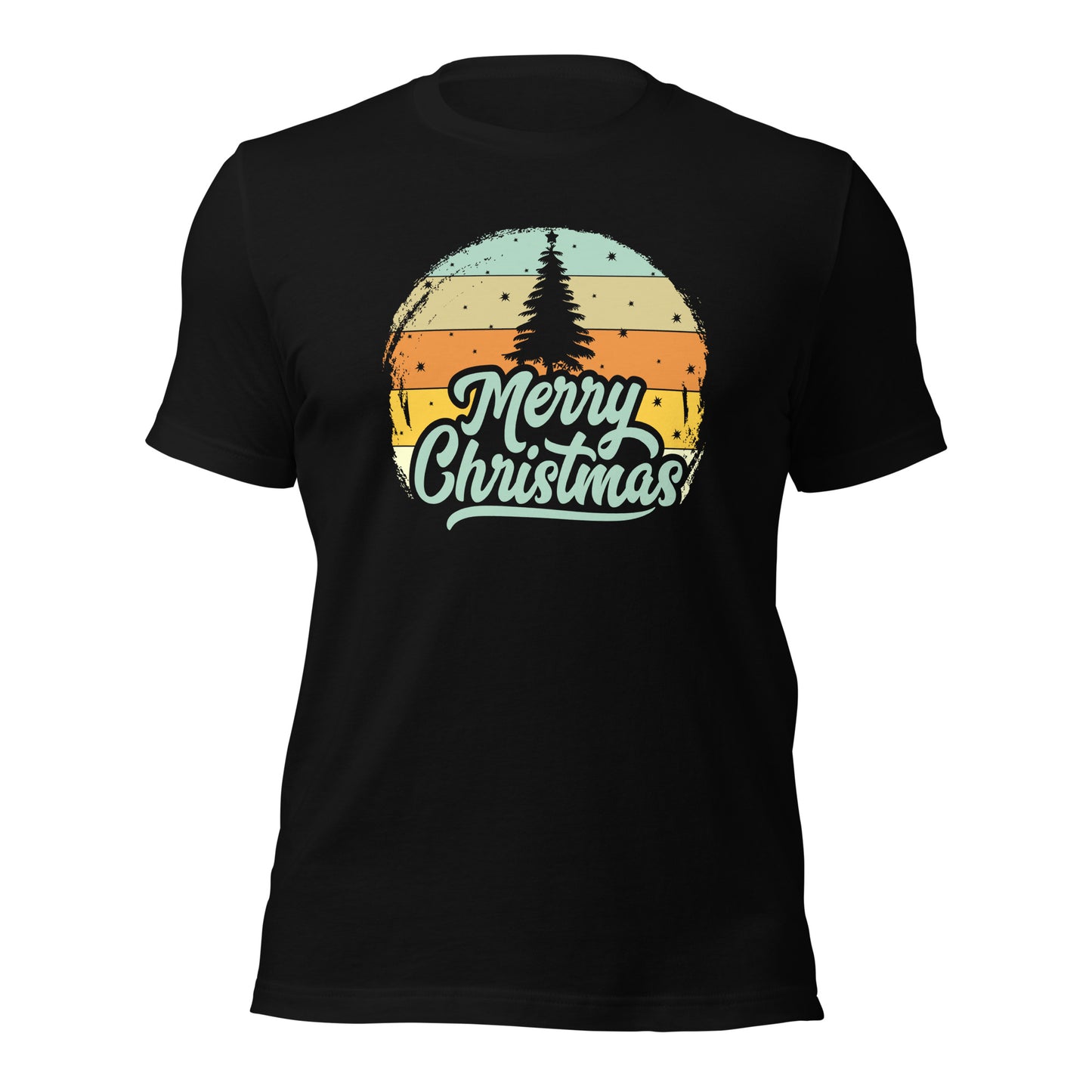 Retro Merry Christmas Holiday Tree Xmas Dark Shirt