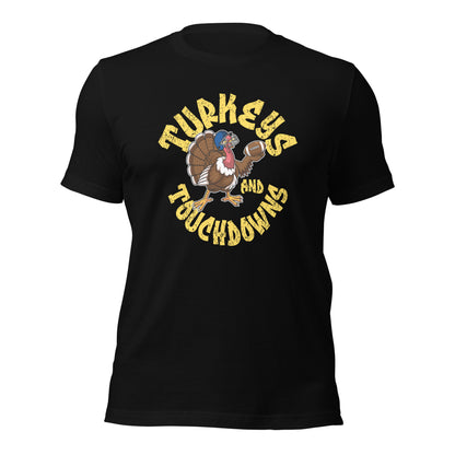 Turkeys And Touchdown American Football Thanksgiving Unisex Dark Shirt