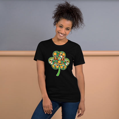 St. Patty Shirt Four Clover Leaf Pot Of Gold Unisex Dark Shirt