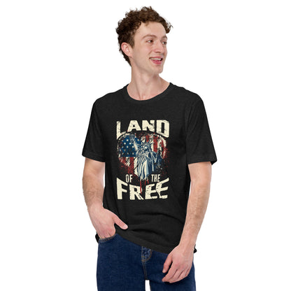 Vintage America Land Of Free Flag Statue Of Liberty Unisex Dark Shirt