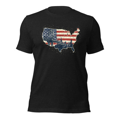 Vintage New York America Flag Patriot Military Unisex Dark Shirt