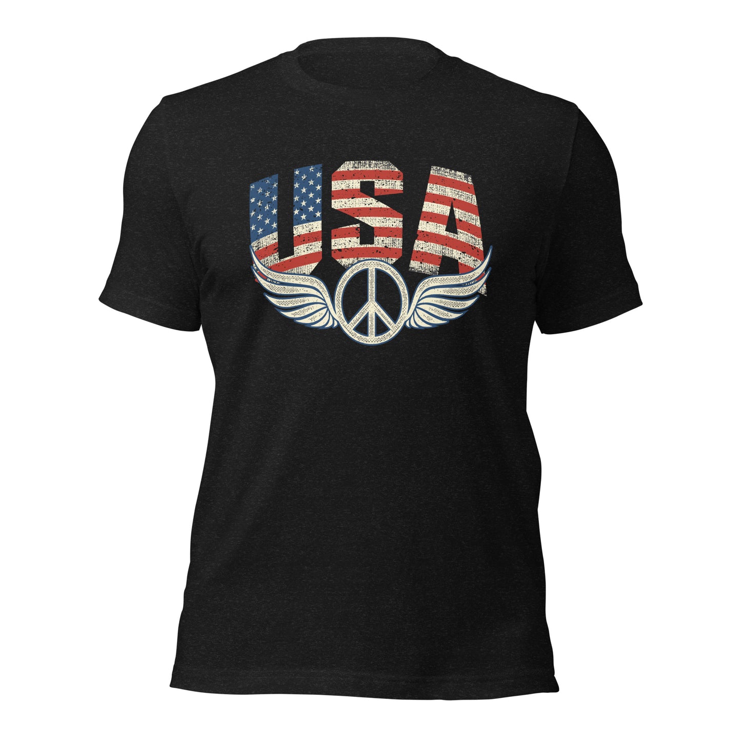 USA Flag Peace Sign Symbol Veteran Vintage Patriotic Unisex Dark t-shirt