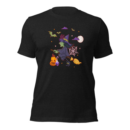 Flying Wicked Witch Halloween Trick or Treat Unisex Dark Tee