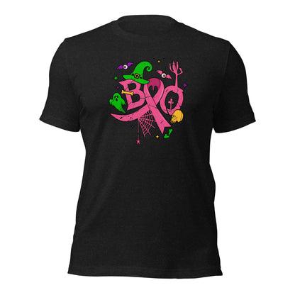 Halloween Breast Cancer Awareness Pink Ribbon Boo Unisex Dark Shirt