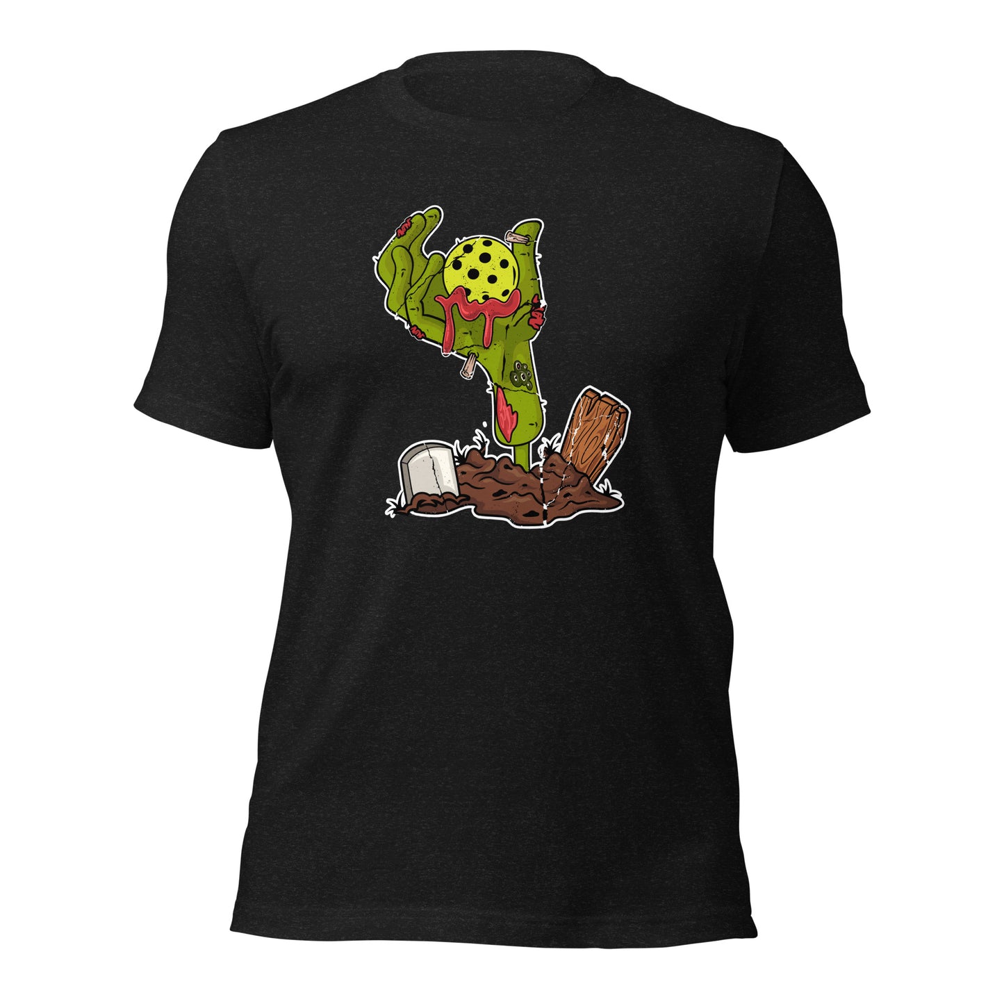 Halloween Pickleball T-Shirt Zombie Hand Unisex Dark Tee