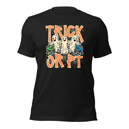 Trick or P.T Physical Therapist Funny Halloween Unisex Dark Shirt