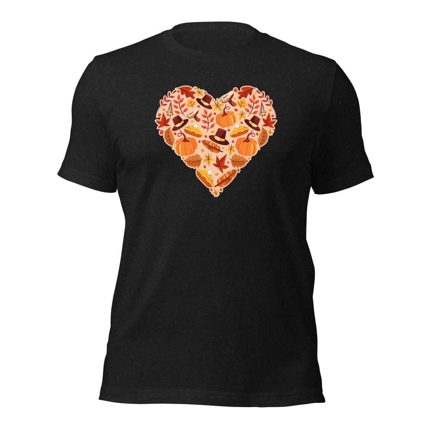 Grateful Mom Dad Autumn Heart Thanksgiving Unisex Dark Shirt