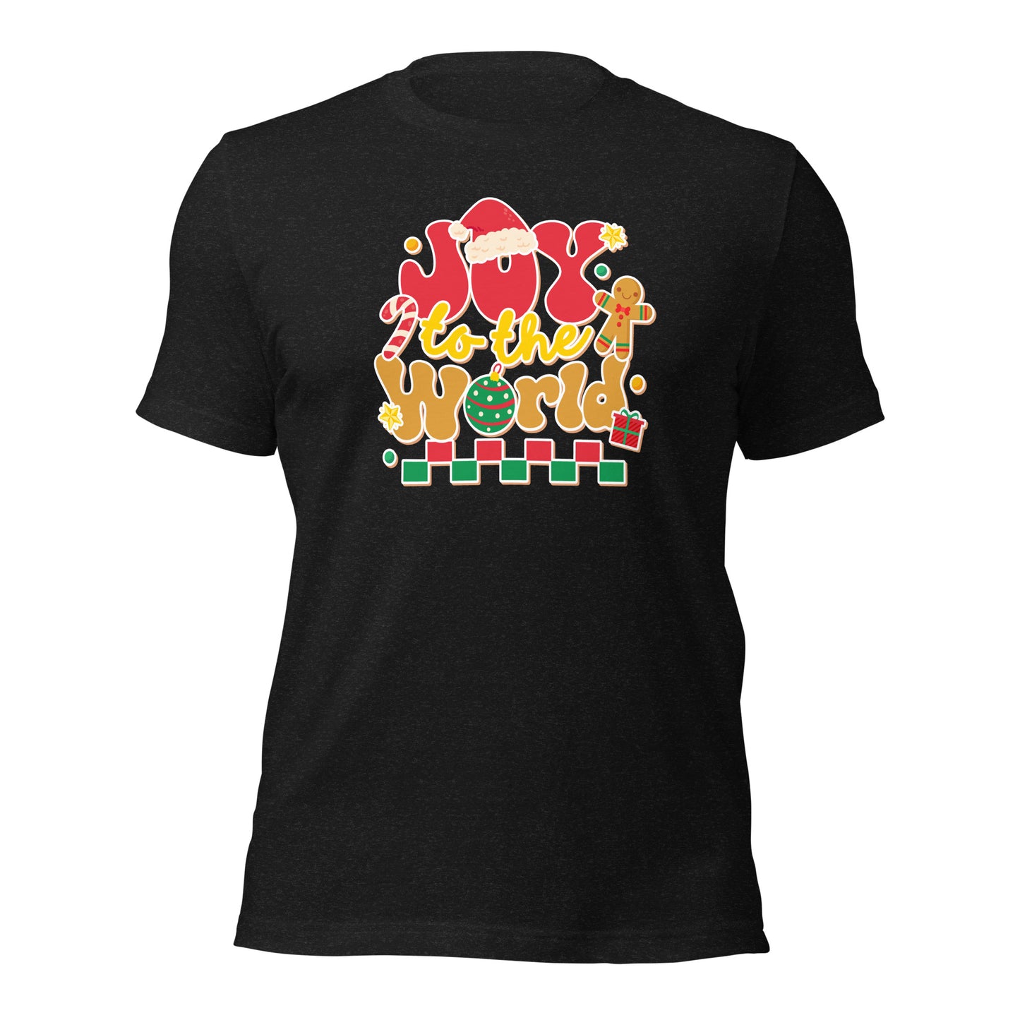 Joy To The World Santa Hat Joyful Christmas Unisex Dark Shirt