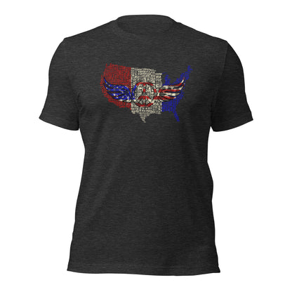 Distressed USA Map Retro Peace Symbol Unisex Dark Shirt