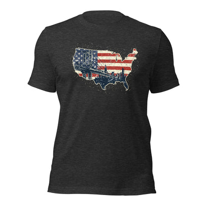 Vintage New York America Flag Patriot Military Unisex Dark Shirt