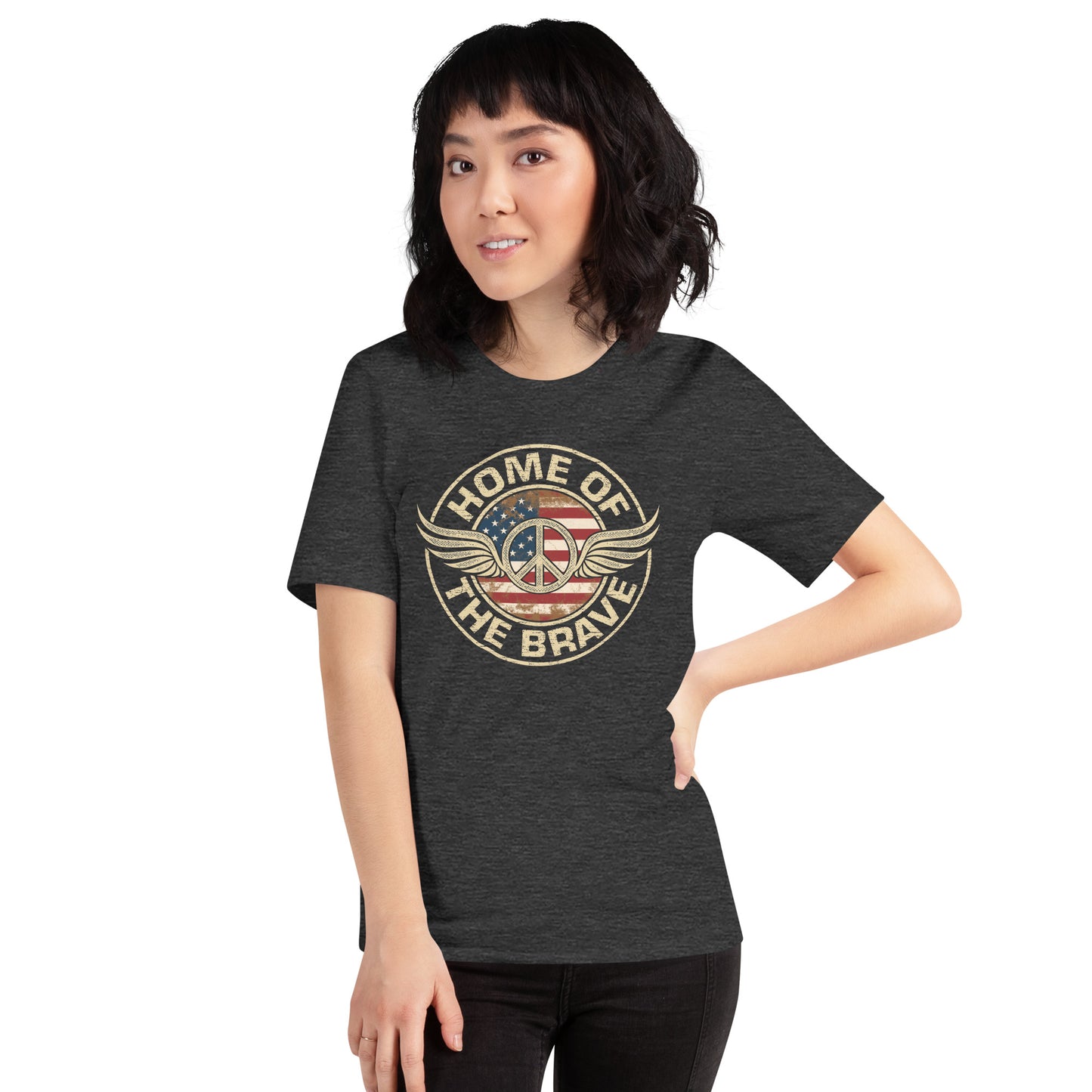 Home Of The Brave Vintage Military Veteran Unisex Dark t-shirt