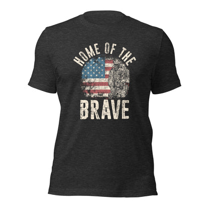 Vintage Military Patriot Home Of The Brave Unisex Dark Shirt