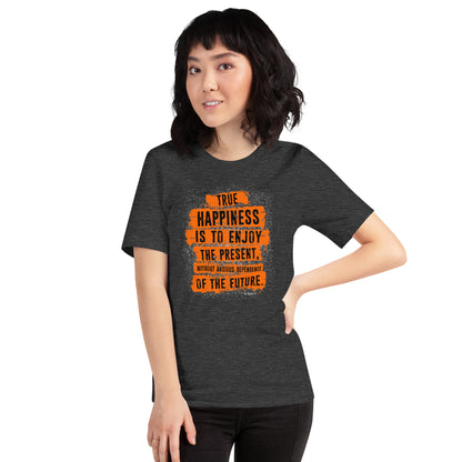 Seneca True Happiness Is to Enjoy Quote Unisex Dark Shirt