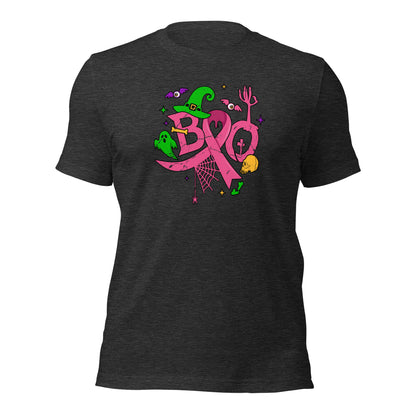 Halloween Breast Cancer Awareness Pink Ribbon Boo Unisex Dark Shirt