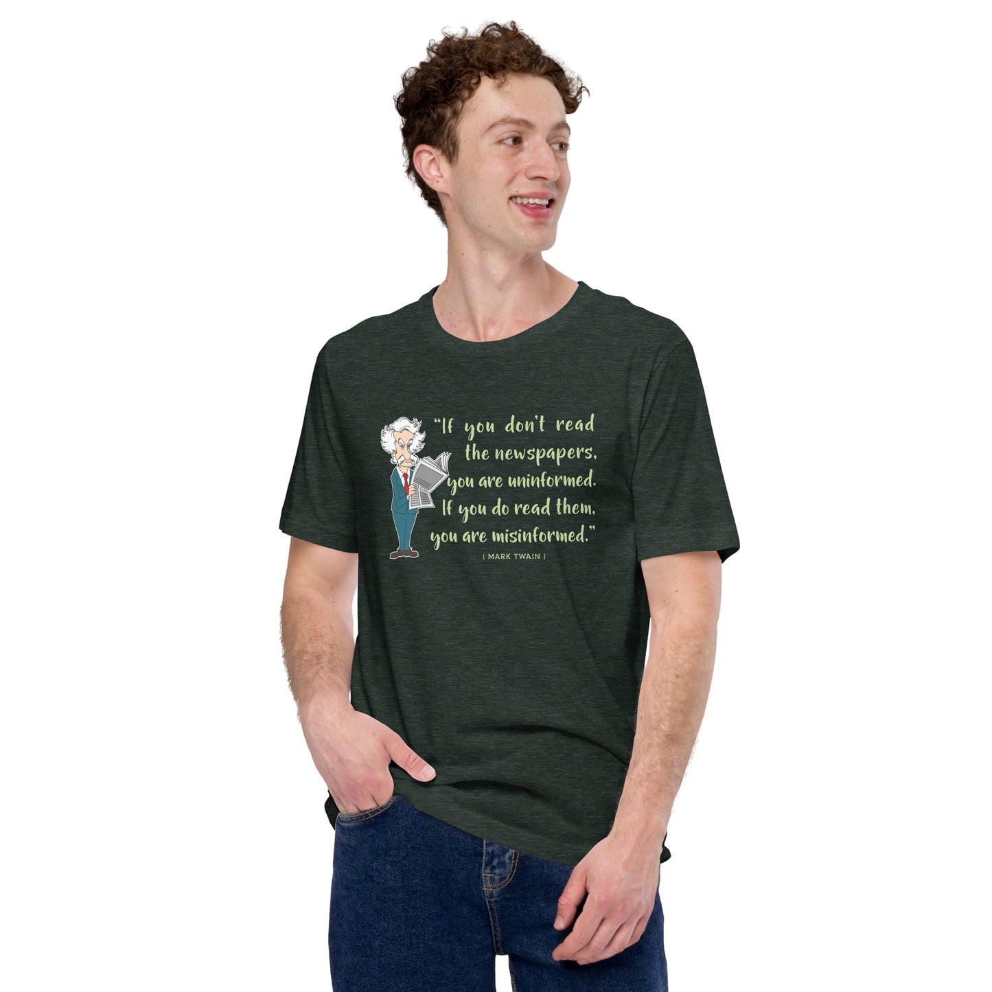 Mark Twain Sarcasm Quote Tee Newspaper Unisex Dark Shirt