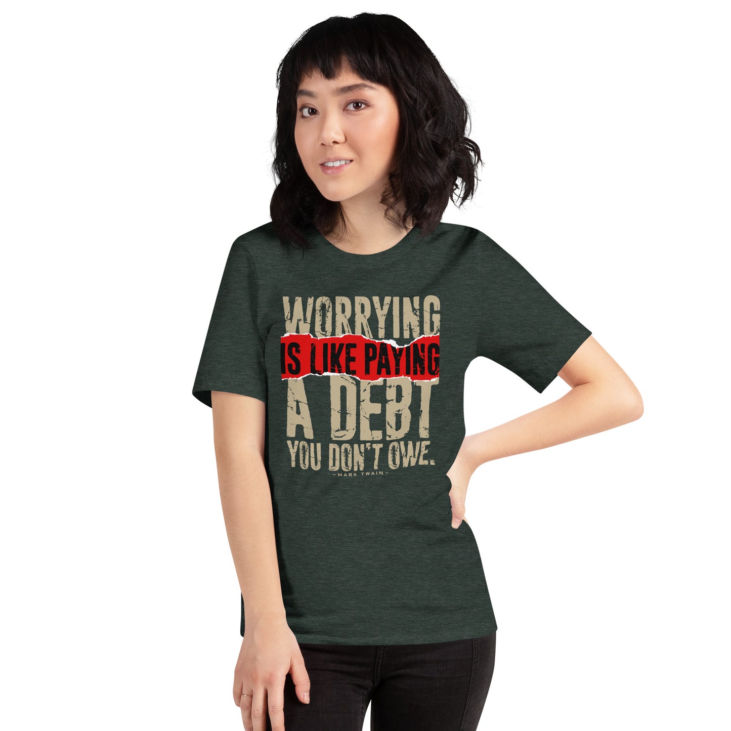 Mark Twain Motivational Worrying Is Like Paying Unisex Dark Shirt