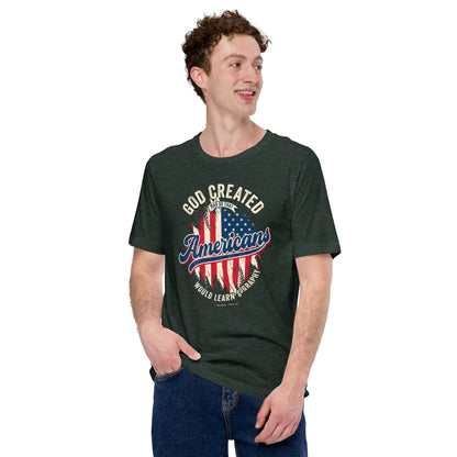 God Created War So That Americans Would Learn Geography USA Flag Unisex Dark Shirt