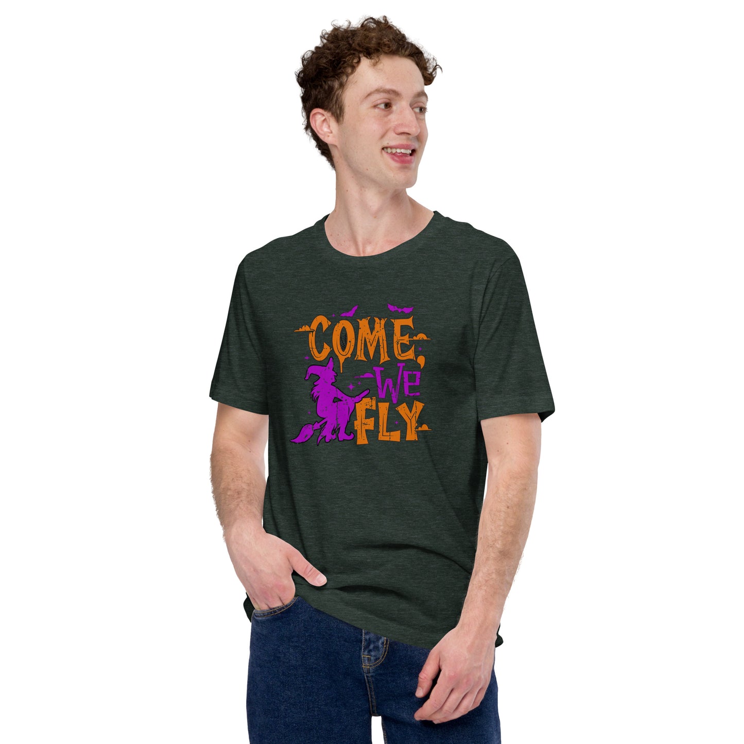 Come We Fly Halloween Witches Broom Unisex Dark Shirt