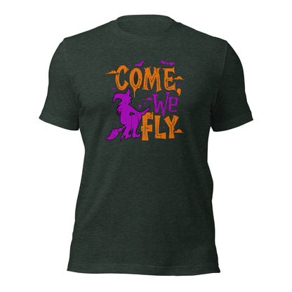 Come We Fly Halloween Witches Broom Unisex Dark Shirt