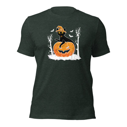 Black Cat Pumpkin Halloween Jack o Lantern Unisex Dark Shirt