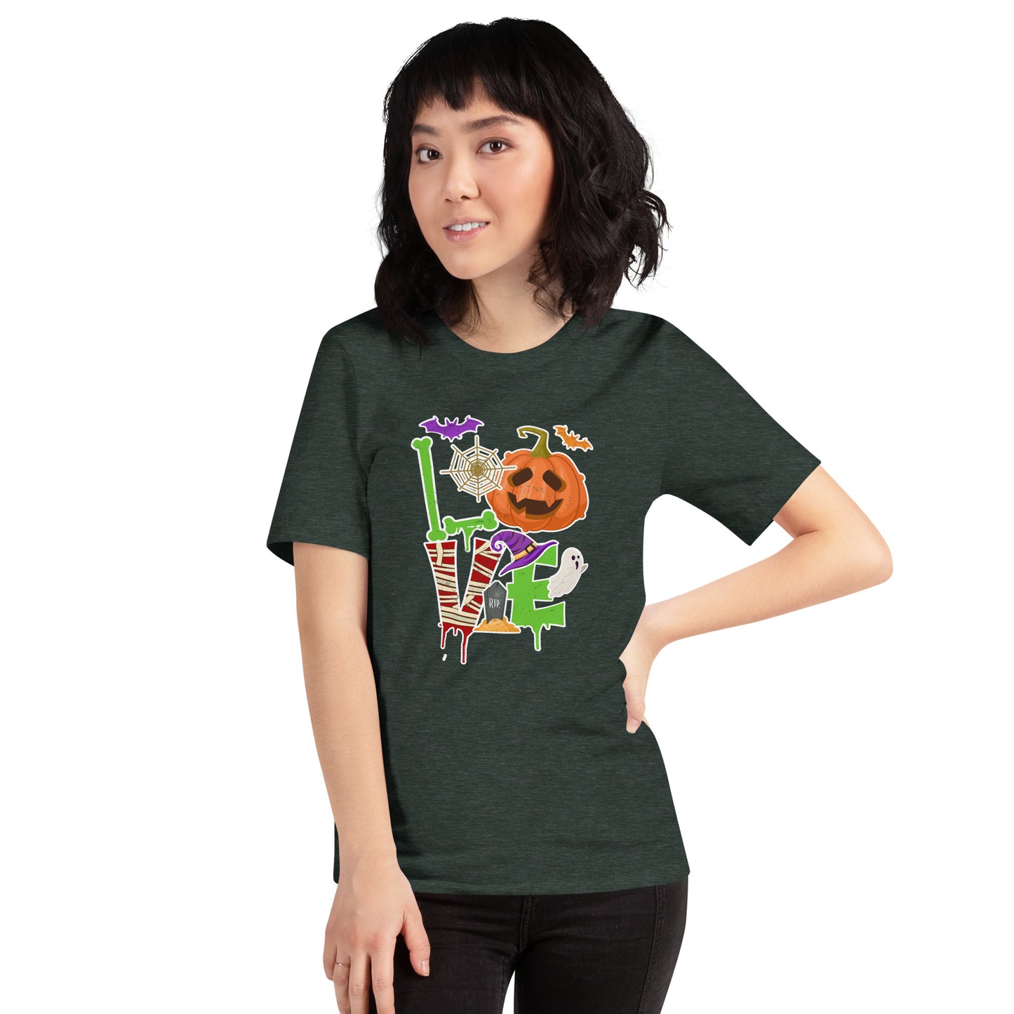 Halloween Love Tee Cute Fall Pumpkin Unisex Dark Shirt