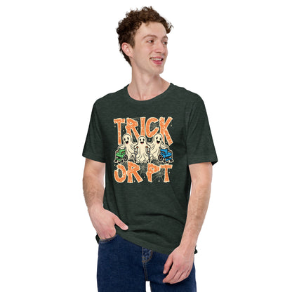 Trick or P.T Physical Therapist Funny Halloween Unisex Dark Shirt