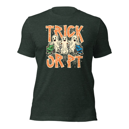 Trick or P.T Physical Therapist Funny Halloween Unisex Dark Shirt