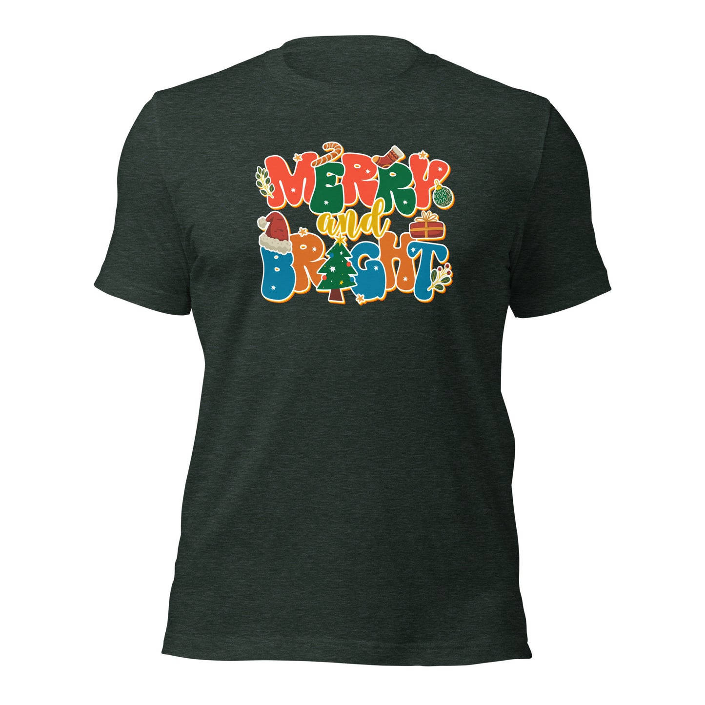 Merry and Bright Joyful Merry Christmas Unisex Dark Shirt