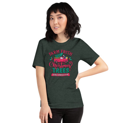 Farm Fresh Christmas Trees Pine Spruce Fir Xmas Unisex Dark Shirt