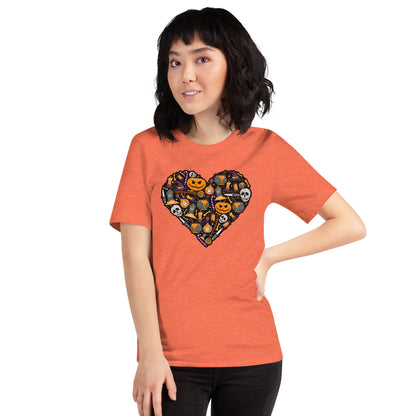 Halloween Heart Love Pumpkin Skull Unisex Light Shirt