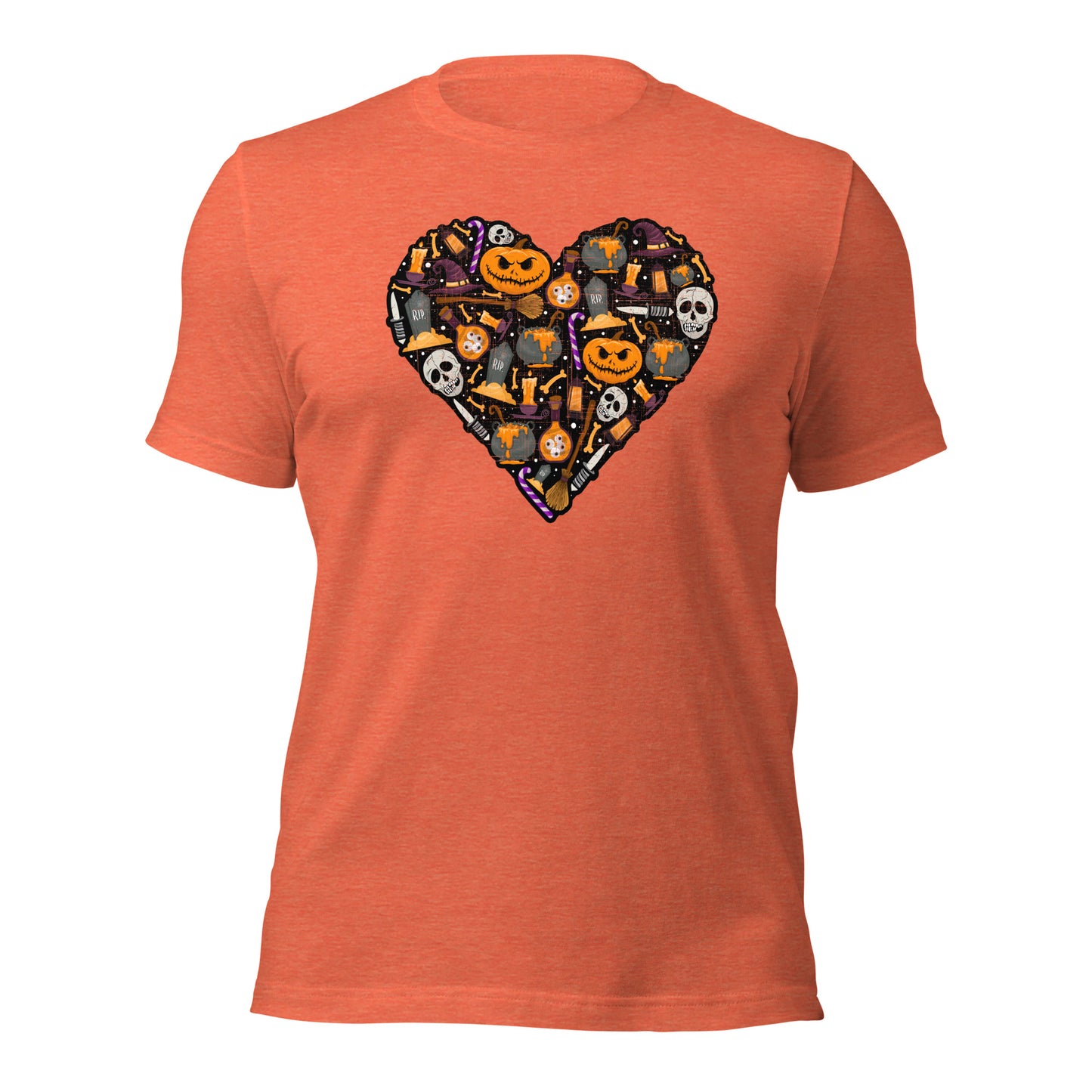 Halloween Heart Love Pumpkin Skull Unisex Light Shirt