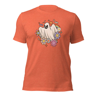 Retro FLoral Ghost Happy Halloween Trick or Treat Unisex Light Tee