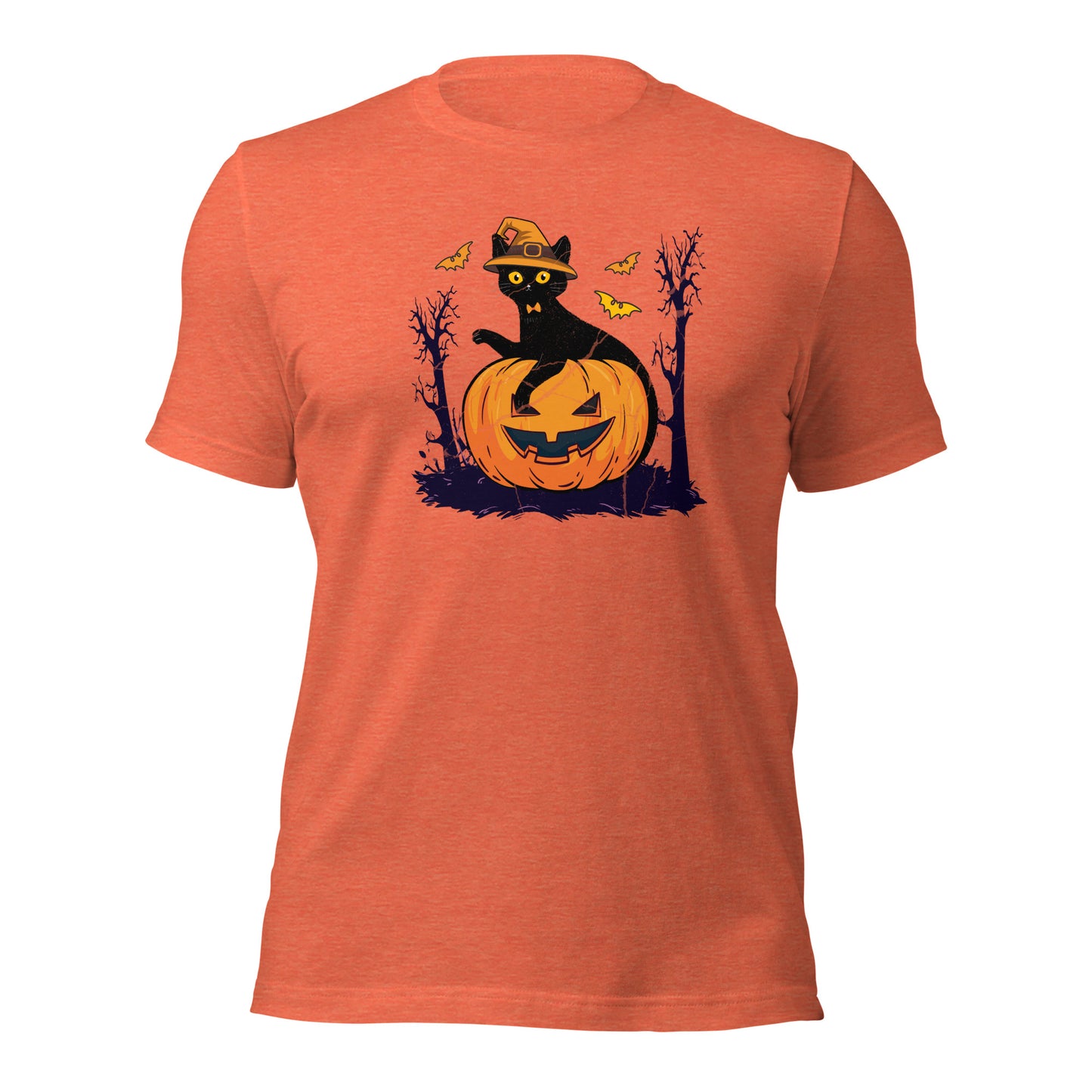 Black Cat Pumpkin Halloween Jack o Lantern Unisex Light Shirt