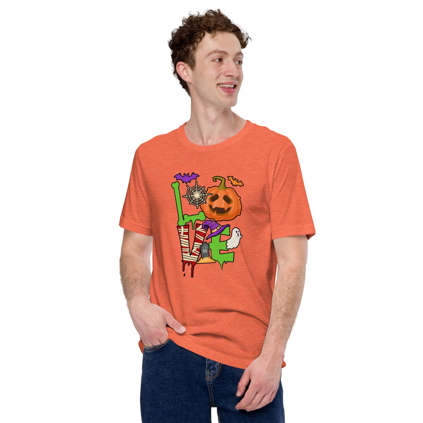 Halloween Love Tee Cute Fall Pumpkin Unisex Light Shirt