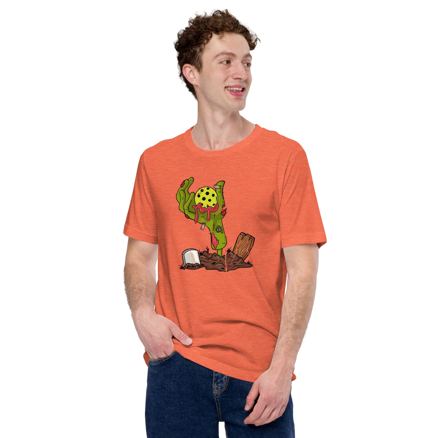 Halloween Pickleball T-Shirt Zombie Hand Unisex Light Tee