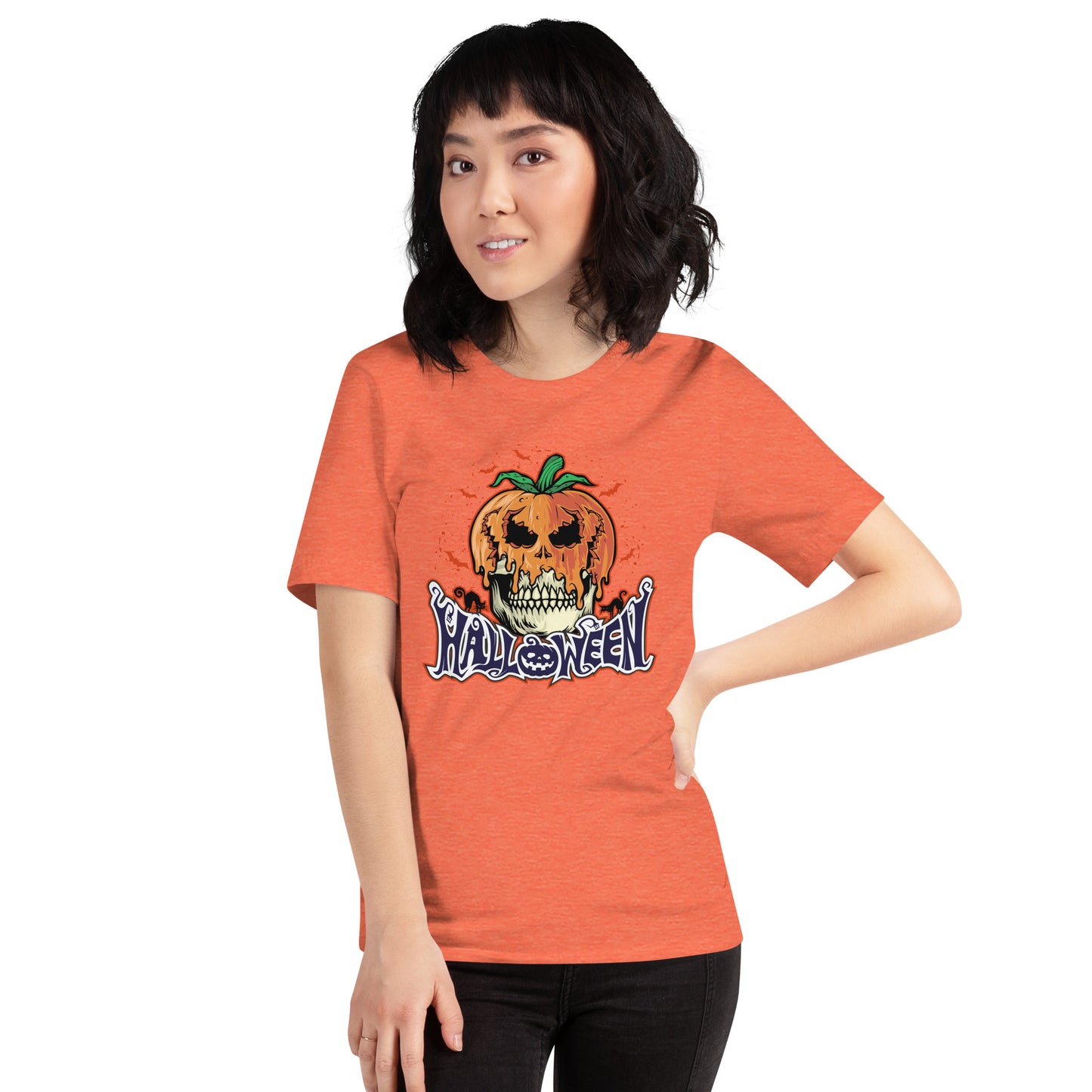 Halloween Pumpkin Skull Head Unisex Light Shirt