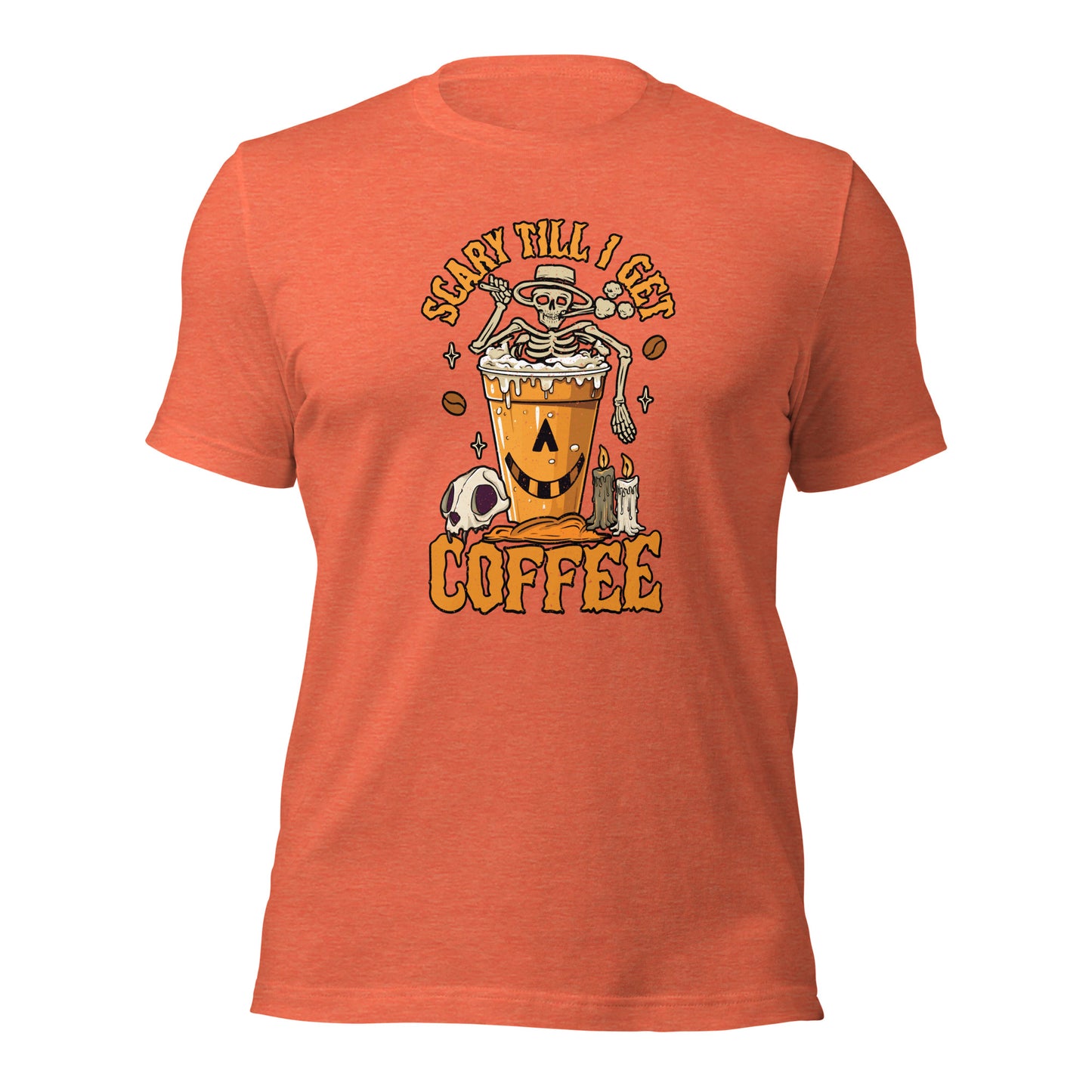 Scary Till I Get Coffee Halloween Coffee Lover Unisex Light Shirt