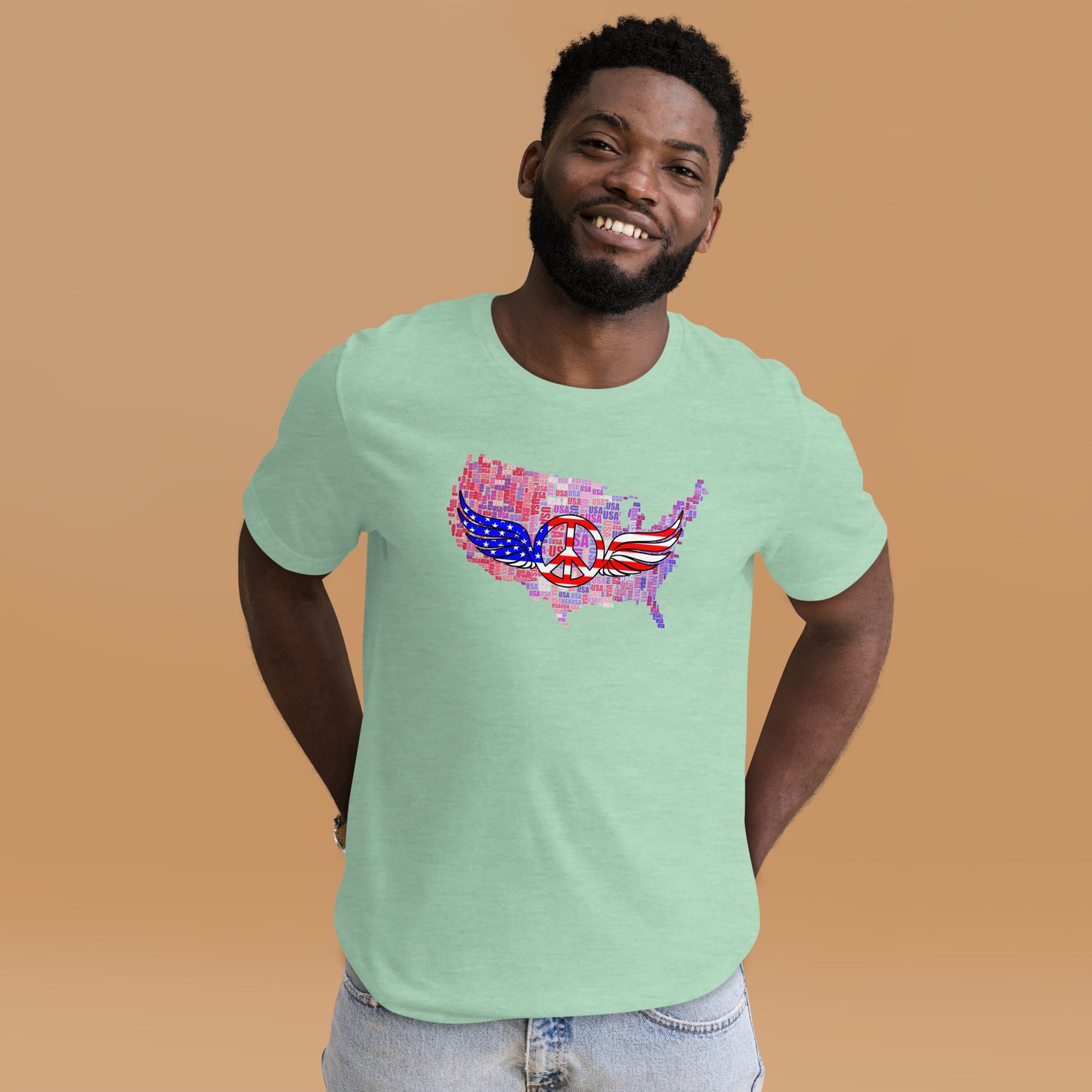 We The People Peace Wings Signs USA Map Unisex Light T-shirt