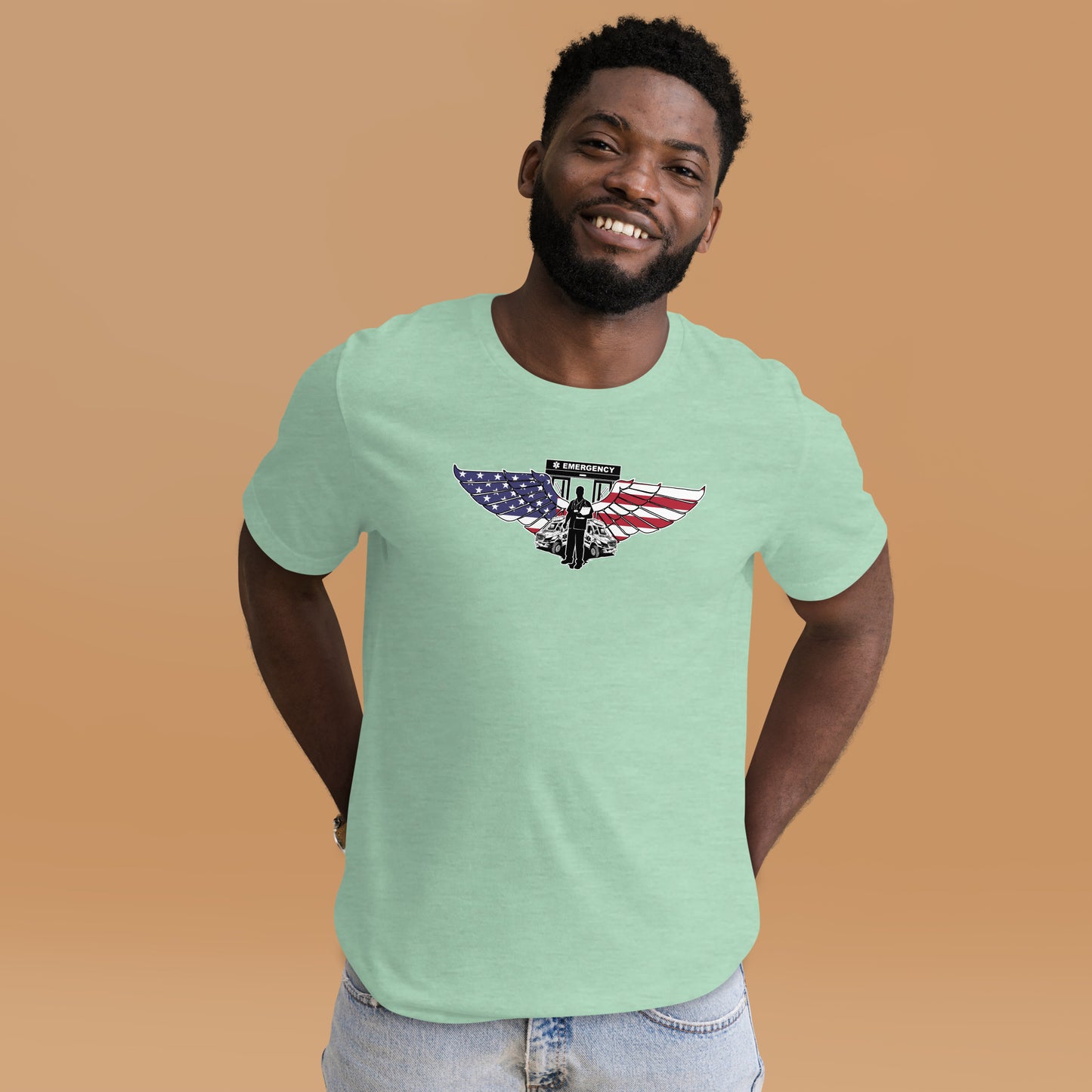 American Patriotic Nurse Dedicated Healthcare Hero Unisex Light T-shirt