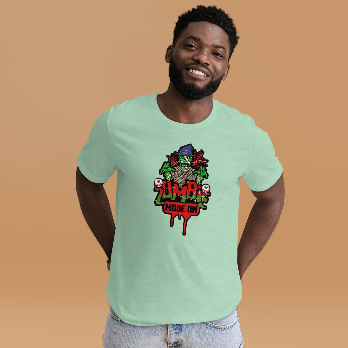 Zombie Mode On Spooky Season Halloween Party Unisex Light Tee